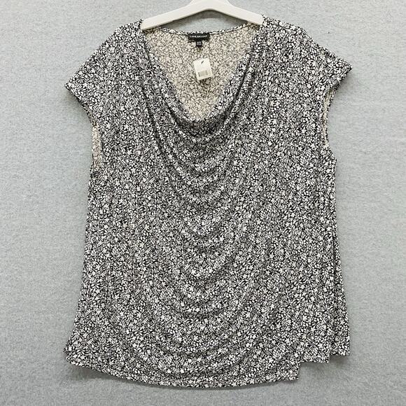 Lane Bryant Sleeveless Top Size 26 28 White Black Drapey Liquid Knit Blouse NWT - Picture 1 of 6